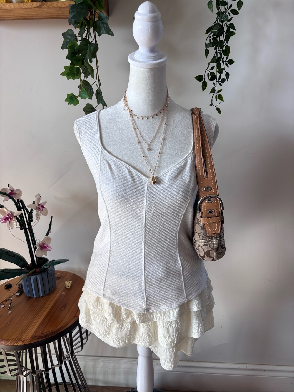 We The Free Cream Textured Tank Top - Ivory Ribbed Knit